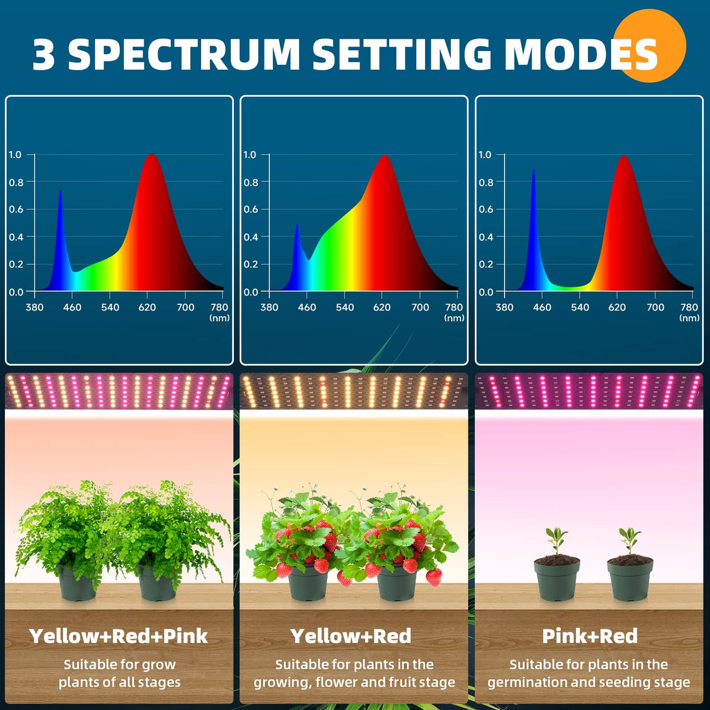 Barrina Grow Lights for Indoor Plants, 20W (2 x 10W) Full Spectrum Ultra-Thin Grow Light Panel with 3/6/12H Auto On/Off Timer for Hydroponics, Seedlings, Succulents, Veg, Flowers & More, 2-Pack