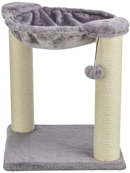 TRIXIE Baza Cat Scratching Post 19,7 Inch - with Durable Sisal Rope and with Fluffy Hammock and Dangling Cat Toy - in Gray