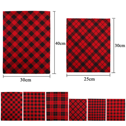 Aneco 6 Pack Buffalo Plaid Drawstring Christmas Gift Bags Christmas Sack for Gifts Cotton Cloth Red and Black Plaid Xmas Fabric Bags Assorted Sizes for Party Favor