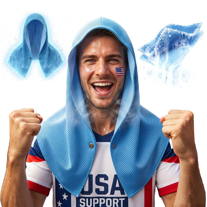 YITIAOYU Cooling Hoodie Towels for Men and Women - Double-Layer Breathable PVA Cooling Towels for Neck and Face, Instant Cold Hooded Ice Towel for Sports, Gym, Hiking, Cycling in Hot Weather (Blue)