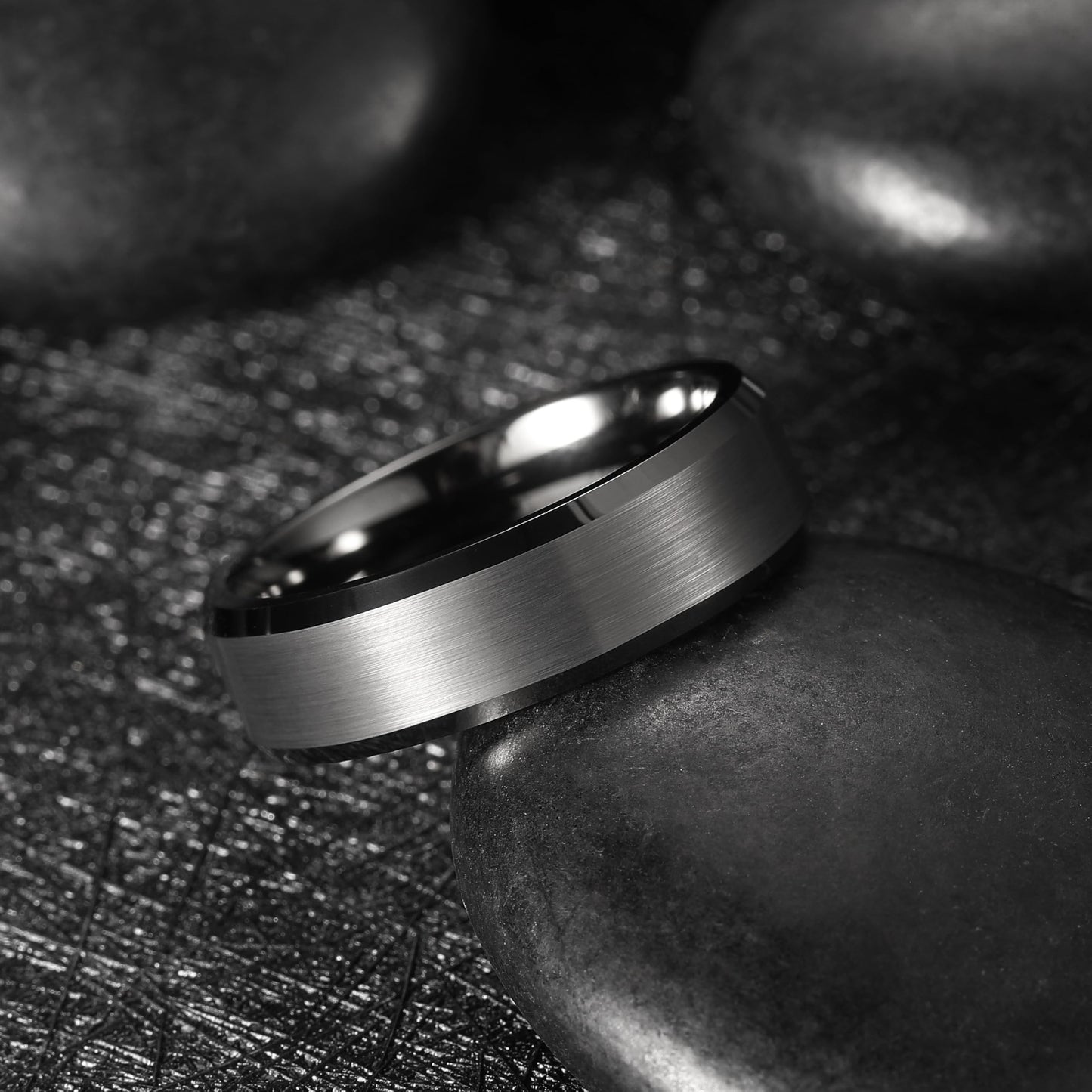 King Will 7mm Tungsten Carbide Ring for Men, Gunmetal Matte & Polished Comfort Fit ，Size 13