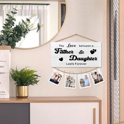 shiviody Dad and Daughter Picture Frame Photo Holder for Wall, Dad Daughter Gifts, the Love Between Father and Daughters Lasts Forever Photo Hanging Display Picture Board for Wall Decor