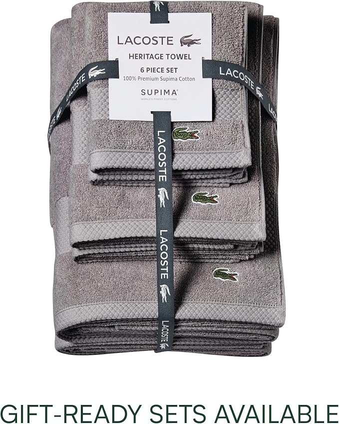 Lacoste Heritage 100% Supima Cotton Bath Towel, Premium Super Soft Bath Towel