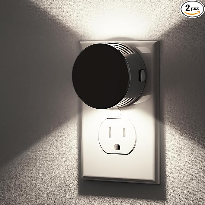 Briignite Night Lights Plug into Wall [2 Pack], Dusk to Dawn Sensor Nightlight, Brightness Adjustable, 5000K Daylight White, Dimmable Plug in Night Light for Bedroom, Hallway, Stairs, Kitchen