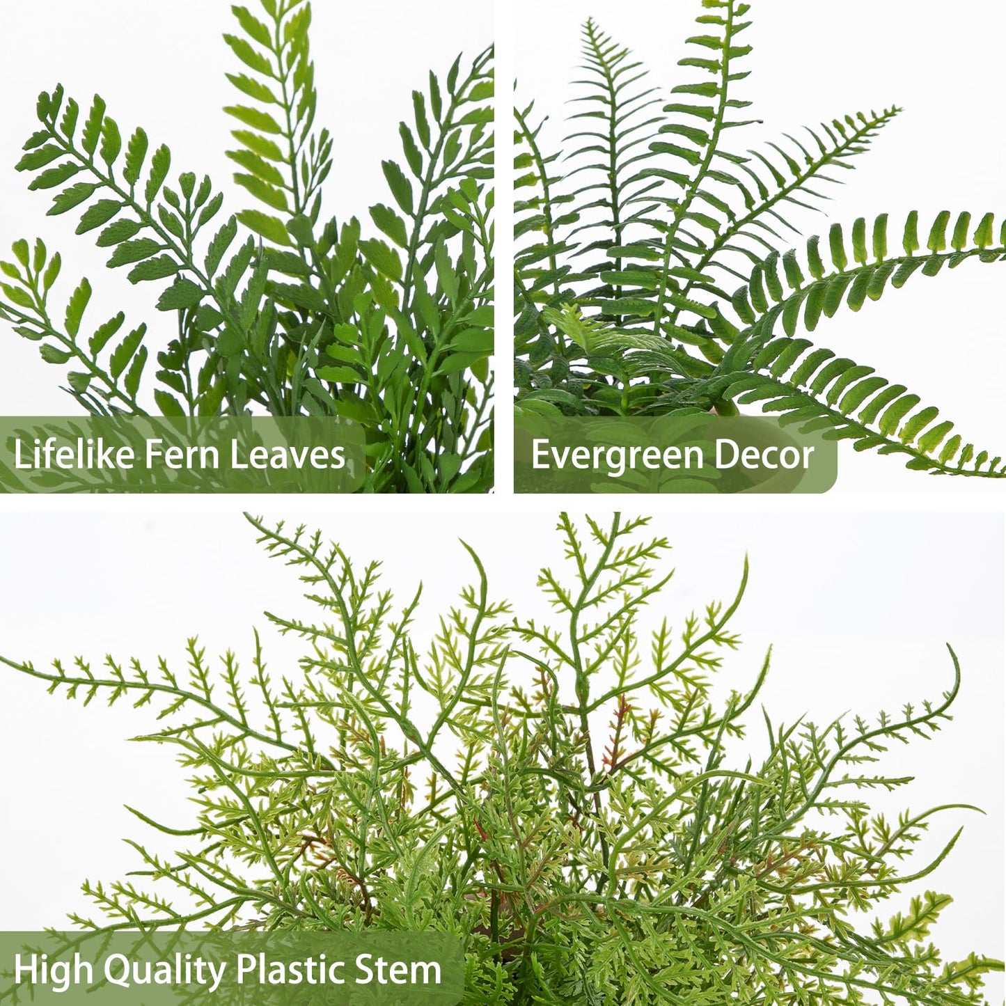 Nature Crafted 3 Pack Artificial Fern Plant, Small Fake Plants in Pot, Faux Fern Plant for Home Office Farmhouse Living Room Bathroom Kitchen Tabletop Desk Shelf Decoration