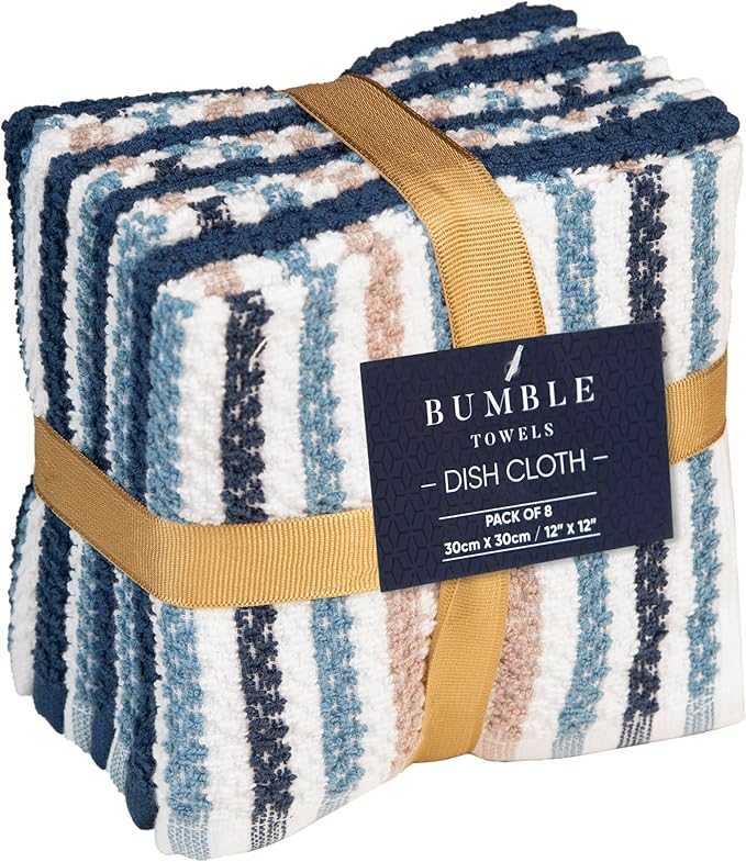 Bumble Premium Dish Cloths Towel 12"x12" | 100% Natural Ring Spun Cotton Tea