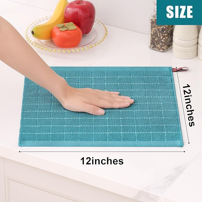 Homaxy 100% Cotton Terry Kitchen Dish Cloths, Ultra Soft and Absorbent Dish