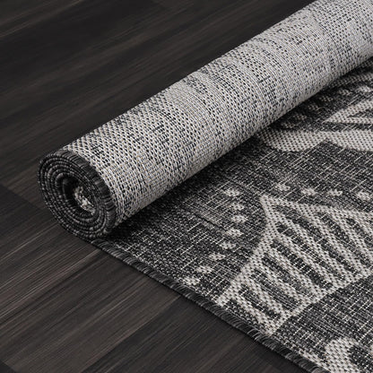 Luul Home Medallion Outdoor Rug 9x12 Washable Outside Carpet for Indoor Patio Porch Waterproof Easy Cleaning Non Shedding Area Rugs Dark Gray 9 x 12