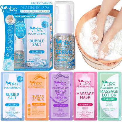 Pedicure Kit Foot Soak Set: Bubble Salt, Sugar Scrub, Massage Mask, Massage Lotion in a Box, 4 Step Foot Spa Kit for Dry Feet,Tired Feet（3 Set Tropical Fruit)