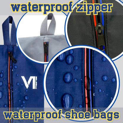Shoe Bags for Travel with Waterproof Zipper-Durable Polyester Material Shoe Pouch - Large Size Gym Cleat Bag Smell Dust Proof Unisex/Lightweight 6-pack Set