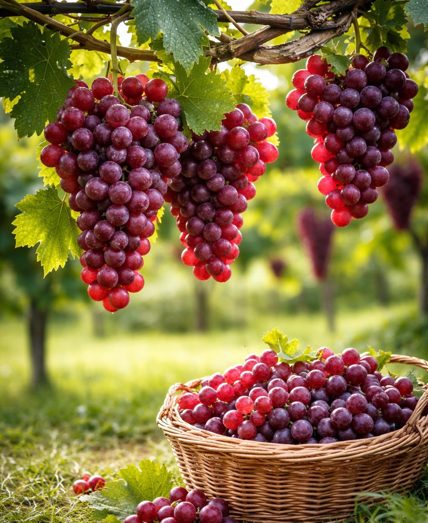 Red Grapevine Live Plants 1–2 Ft Tall – Vitis Vinifera Grape Vine – Sweet Table Grapes for Garden, Trellis, Pergola & Backyard Vineyard – Fast Growing Fruit Vine (2 Plants)