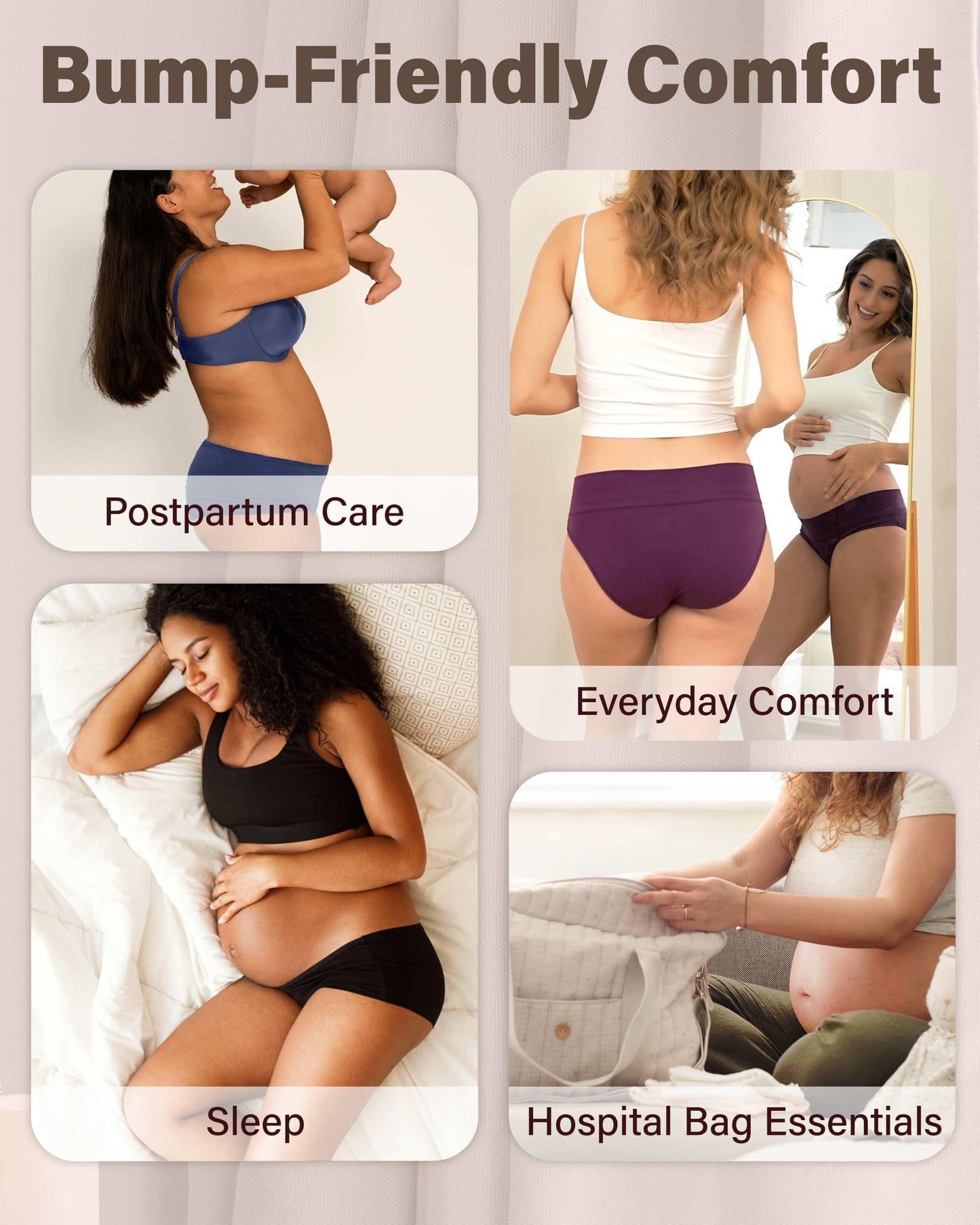 Intimate Portal Maternity Knickers Pregnancy Postpartum Underwear Foldable Cotton Pants 6-Pk Black XXL