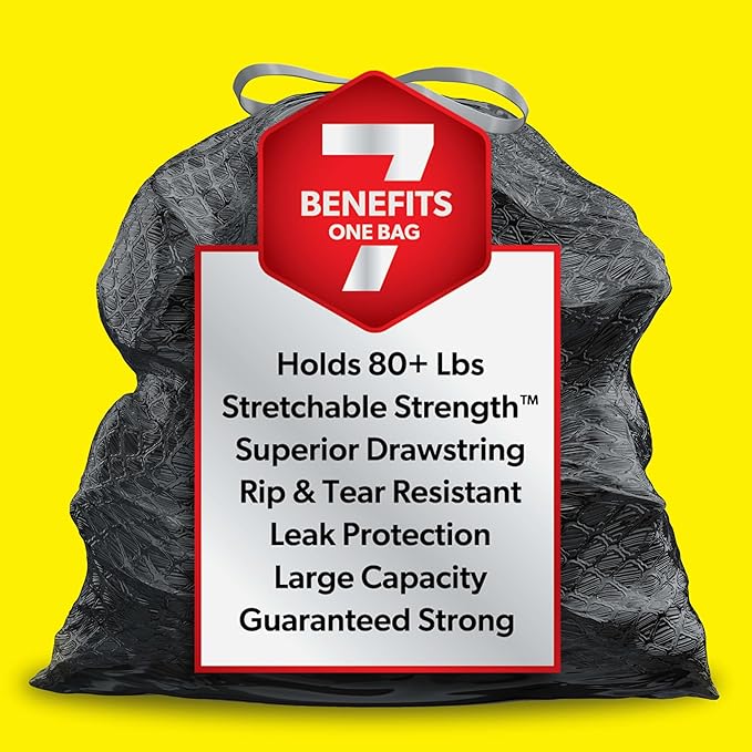 Glad Large 30 Gallon Trash Bags, Unscented Heavy Duty Garbage Bags, Forceflex