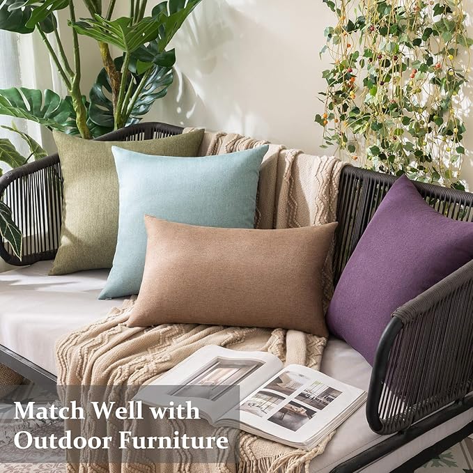 MIULEE Pack of 2 Decorative Outdoor Solid Waterproof Throw Pillow Covers Faux