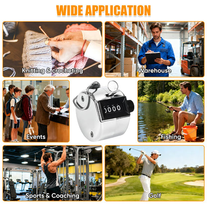 LKbeuuu Metal Handheld Tally Counter, Clicker Counter with 4 Digit Display, Hand Mechanical Counter for Counting, Golf, Baseball, Knitting, Coaching, Fishing and Laps