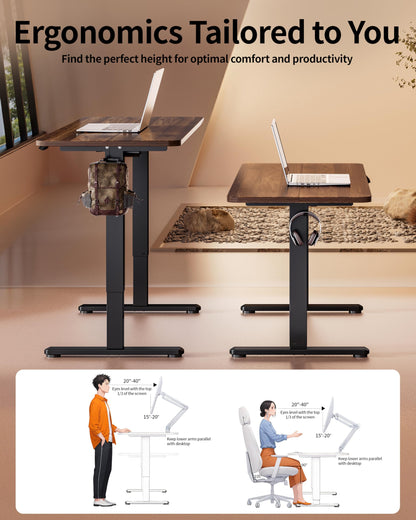 BIZUM Electric Standing Desk 60 x 24 Inch Computer Desk-Gaming Desk Dark Walnut Home Office Desks Height Adjustable Memory Stand Up Computer Workstation