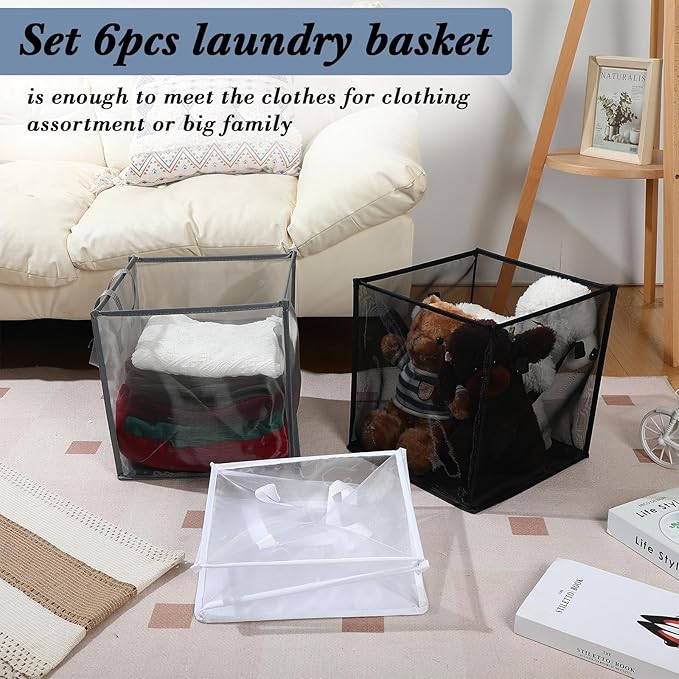Zopeal 6 Pack Popup Laundry Hamper 13 Inch Collapsible Laundry Baskets