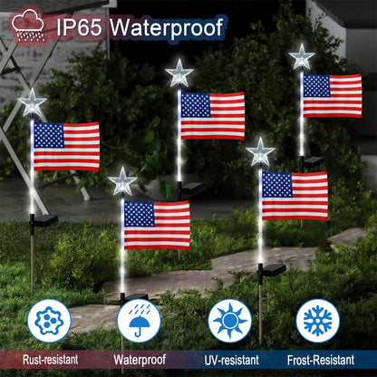 4th of July Decorations Outdoor,3 Pack American Flag for Outside Garden Stakes,Patriotic Solar Lights Outdoor Pathway,Yard,Lawn,National Day