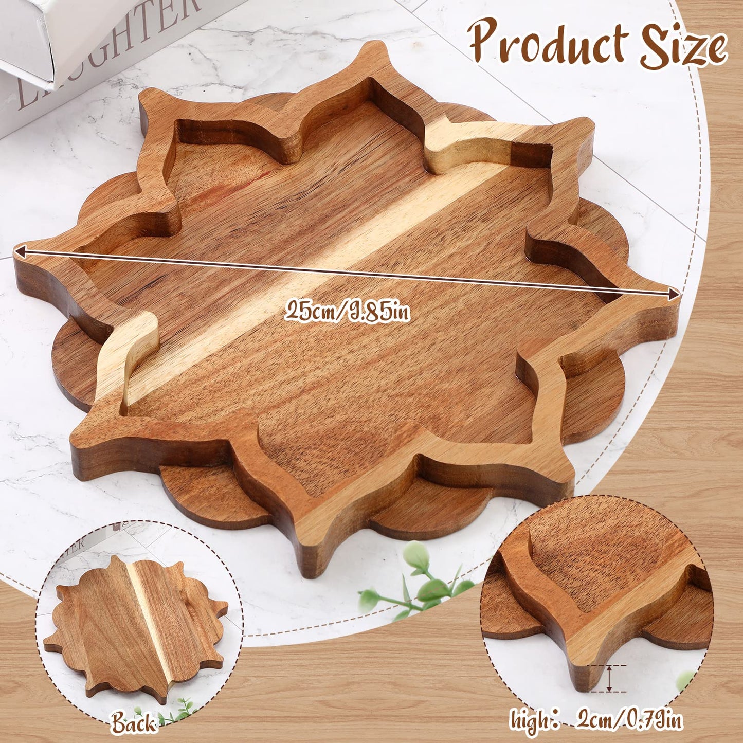 Vesici Lotus Crystal Tray for Stones Crystals and Healing Stones Flower Wooden Crystal Storage Holder Tray Lotus Shape Decorative Jewelry Display Trays Organizer Bowl Decor(Elegant)