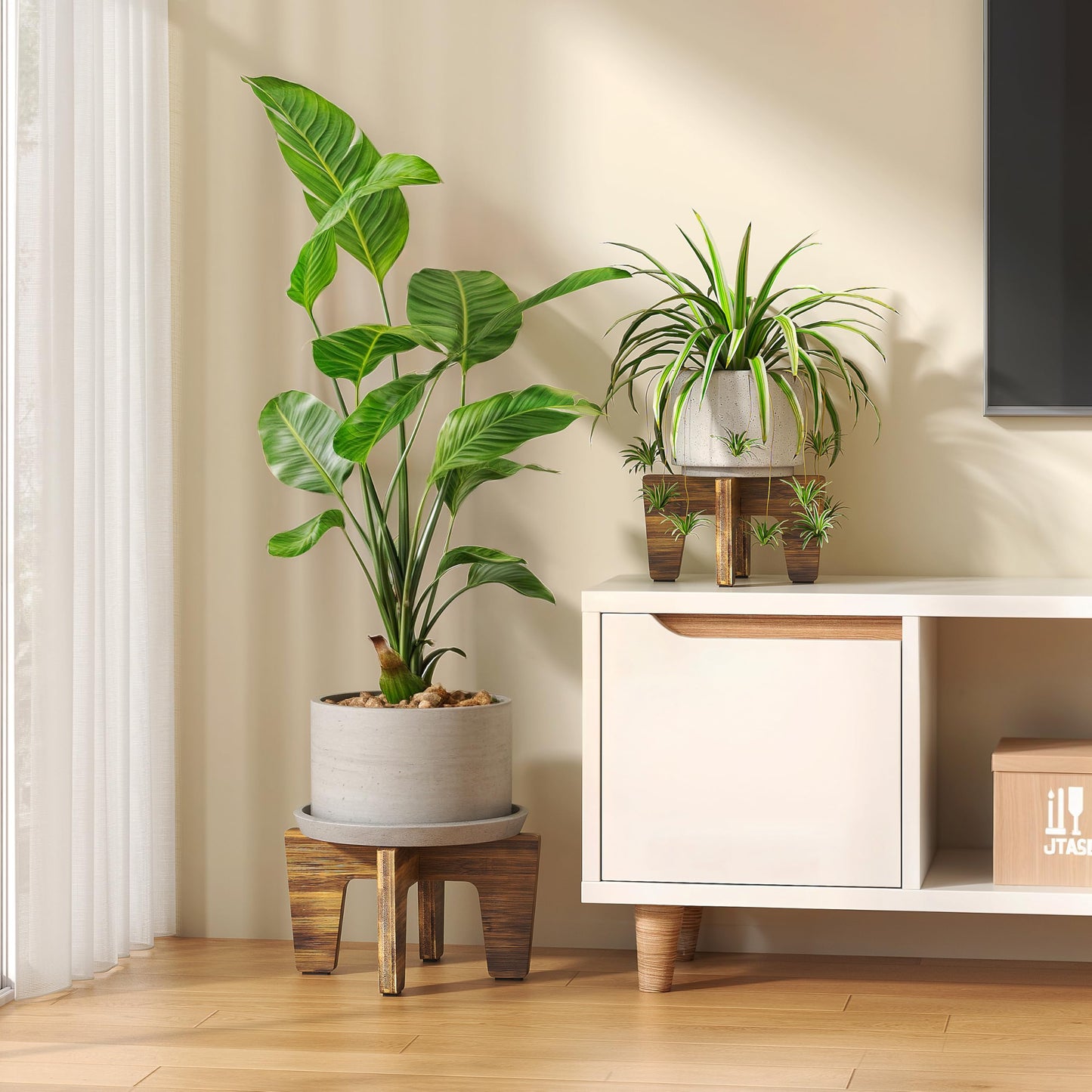 Plant Stand Indoor Outdoor, Plant Holder Sturdy Single Flower Pot Stand Planter Stand Stool Display Decorative for Desktop Counter Room (Brown 10")