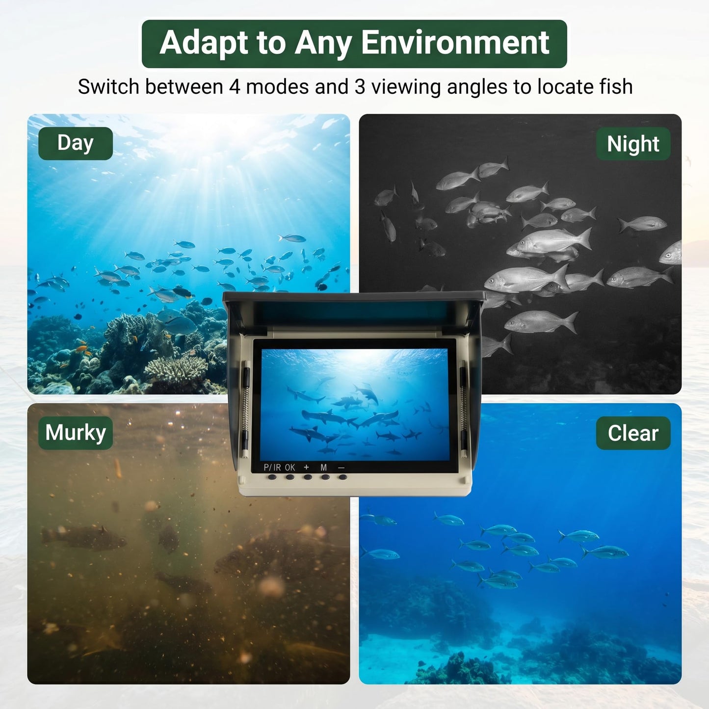 Takkicept Portable Underwater Fishing Camera Fish Finder: 6" OLED Display 1080P HD Depth Finders Waterproof Camera IP68 220° Wide-Angle Lens 12H Battery 25m Cable for Ice Fishing Kayak Boat Shore