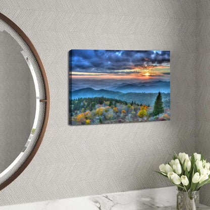 Blue Ridge Mountains Wall Art for Living Room Decor Sunrise Smoky Mountains Pictures Nature National Park Poster Panoramic Forest Landscape Canvas Prints Painting for Bedroom Office Decoration 12x16"