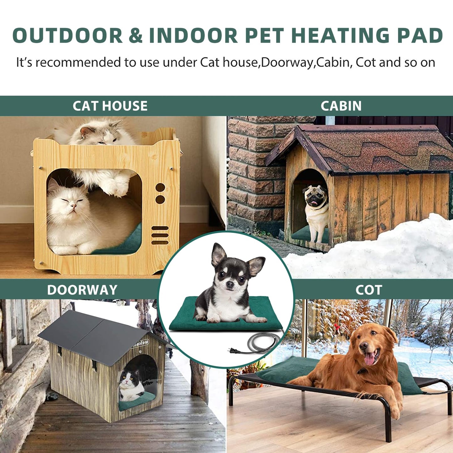 PETNF Outdoor Pet Heating Pads for Dog,Soft Electric Blanket Auto Temperature Control,Heated Mat for Dog House,Whelping Supply for Pregnant New Born Stray Feral Cat Puppy,Safe