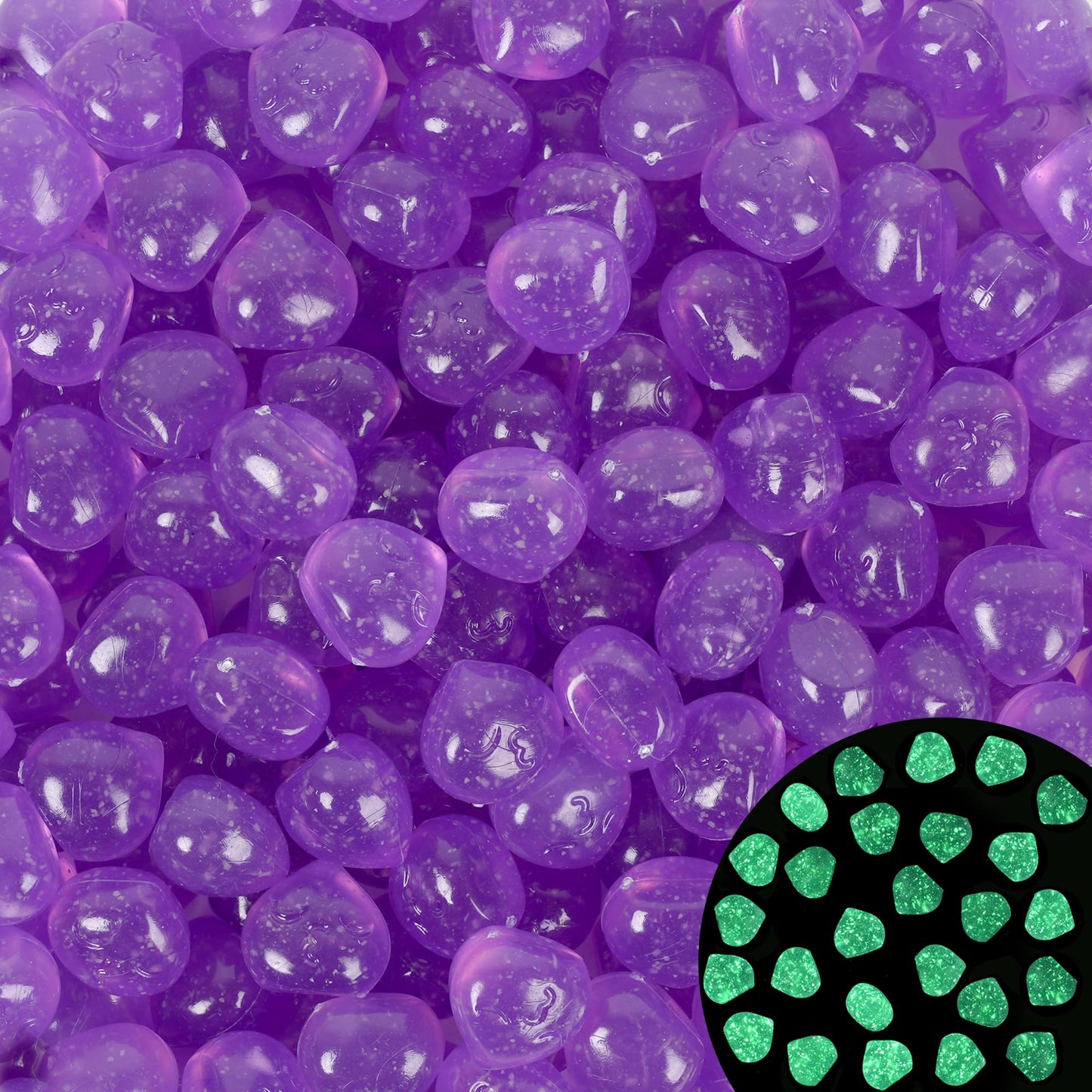 100pc Sparkling Luminous Stones Glowing Rocks for Aquarium Bling Glow Stones for Fish Tank Glowing Stones for Landscaping Glow in The Dark Garden Pebbles