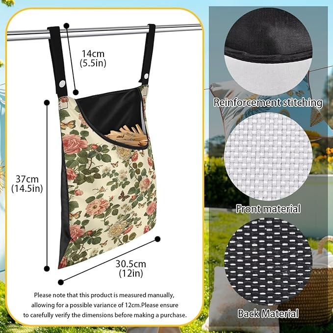 Floral Clothes Pin Hanging Bag
