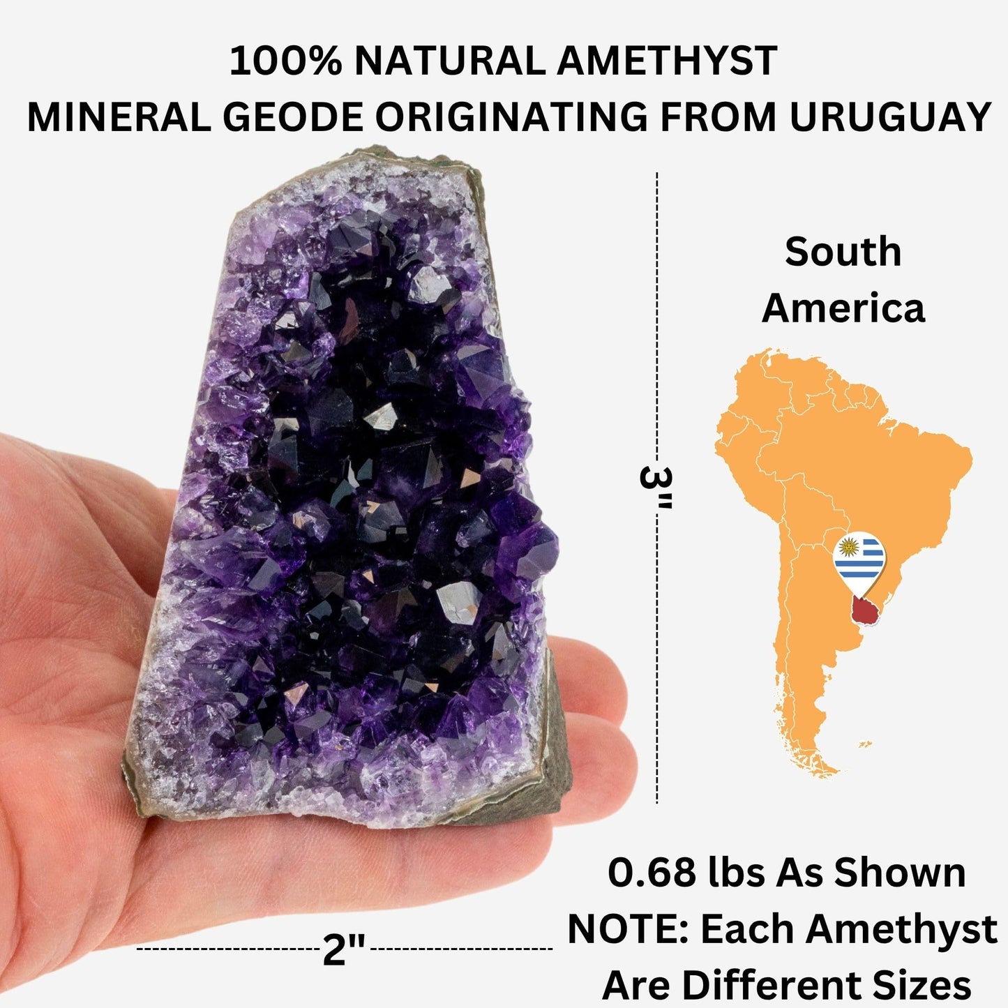 TRUENERGY Natural Amethyst Cluster Quartz Crystal – 0.5 To 1.0 lbs Grade A+ Raw Dark Purple Geode Stone from Uruguay Amatista Piedra – Great for Home Decoration, Meditation, Chakra Work, Stress Relief (0.5-1 lbs)