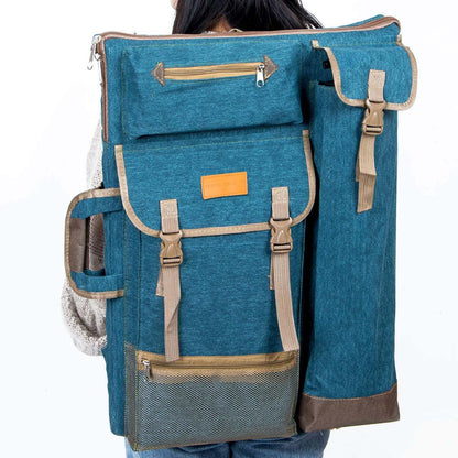 Transon Art Portfolio Case Artist Backpack Canvas Bag Large 26” x 19.5” Turquoise Green