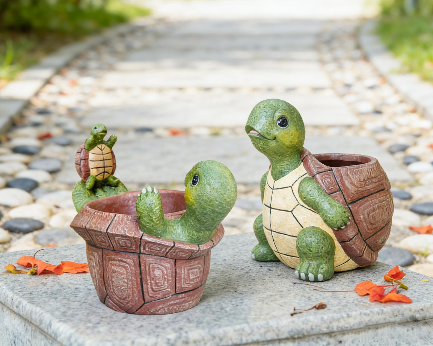 Saysmile Unique Turtle Plant Pots Indoor, Small Succulent Planters with Drainage Hole, Cute Planting Pots for Cactus, Resin Flower Pot for Outdoor Indoor Plants, Gift for Mom