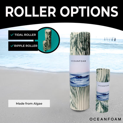 Oceanfoam Tidal Roller - Black Marbled - Muscle Massage Foam Roller for Back Pain & Stretching - Firm and Ergonomic Wide Wave Textured - Yoga, Athletics, & Wellness - Full Size, 20" x 5"