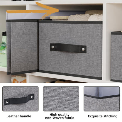YheenLf Collapsible Storage Boxes, Open Foldable Baskets for Organizing with Handles, Fabric Containers Cubes for Wardrobe, Closet, Gray, 41×25×16.5 cm, 2-Pack