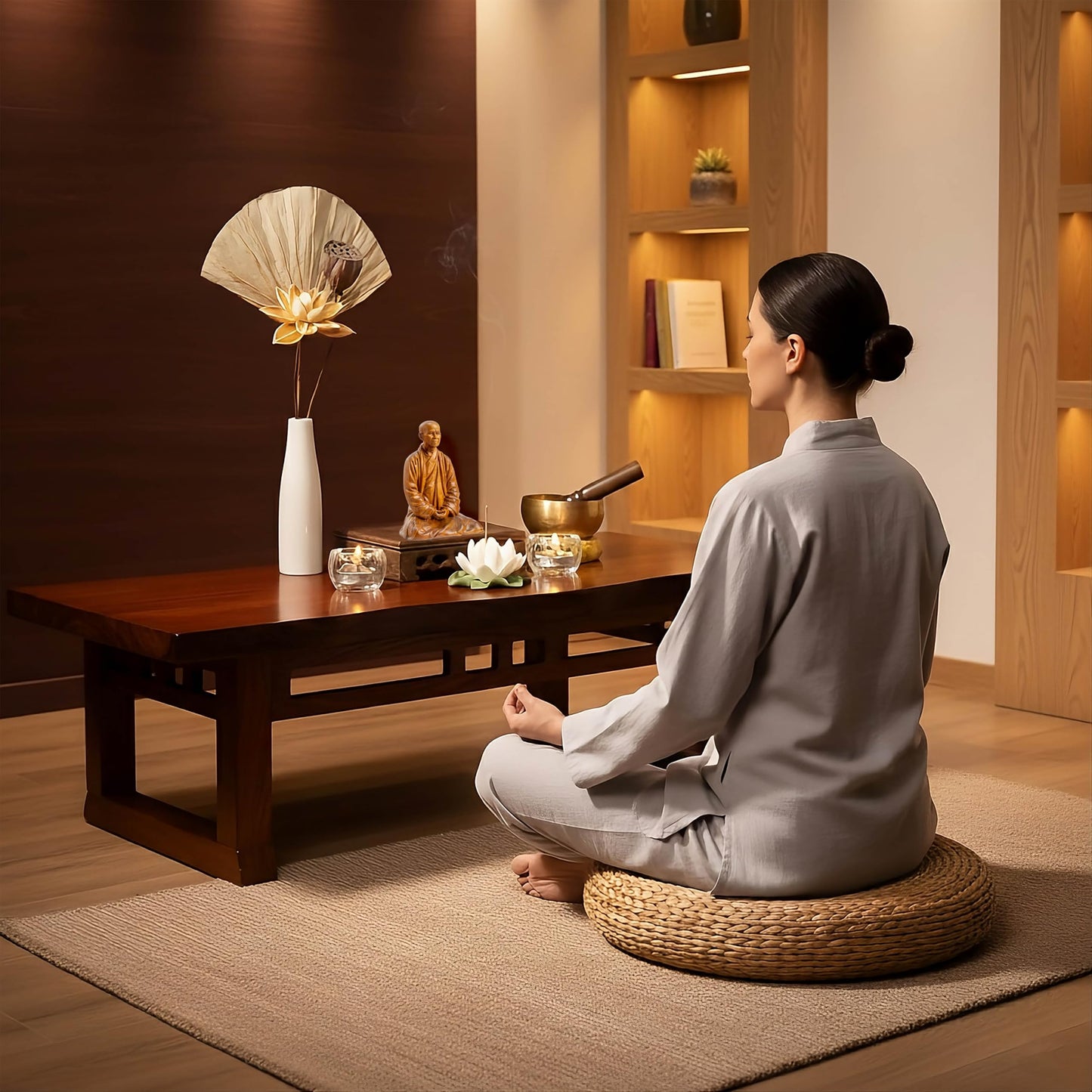 DAISYCRAFTVN Zen Master Thich Nhat Hanh Buddha Statue, Wooden Meditation Accessories, Feng Shui Decor, Zen Spiritual Gifts, Home and Altar Decoration, Buddha Room and Indoor Decor
