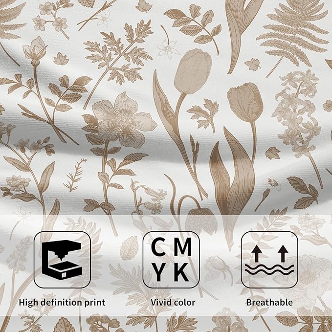 Spring Floral Hand Towels for Bathroom Set of 2 Brown White Flower Leaves
