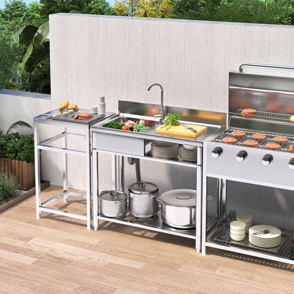 Granper 22in Stainless Steel Utility Sink, laundry sink with Cabinet, Outdoor Sink Station for Lawn & Garden