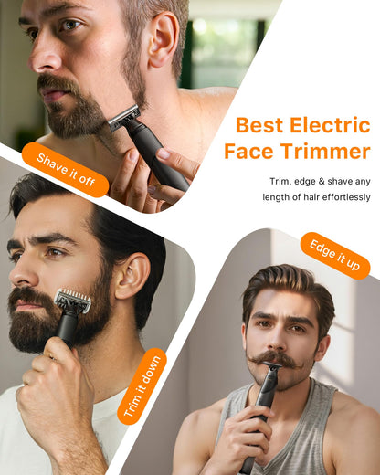 [2025 Upgraded Beard & Body Hair Trimmer for Men [All-in-One] USB-C Fast Charging, Groin & Ball Hair Painless Electric Shaver, Travel Razors, Waterproof Wet/Dry Groomer, Black(Lite)