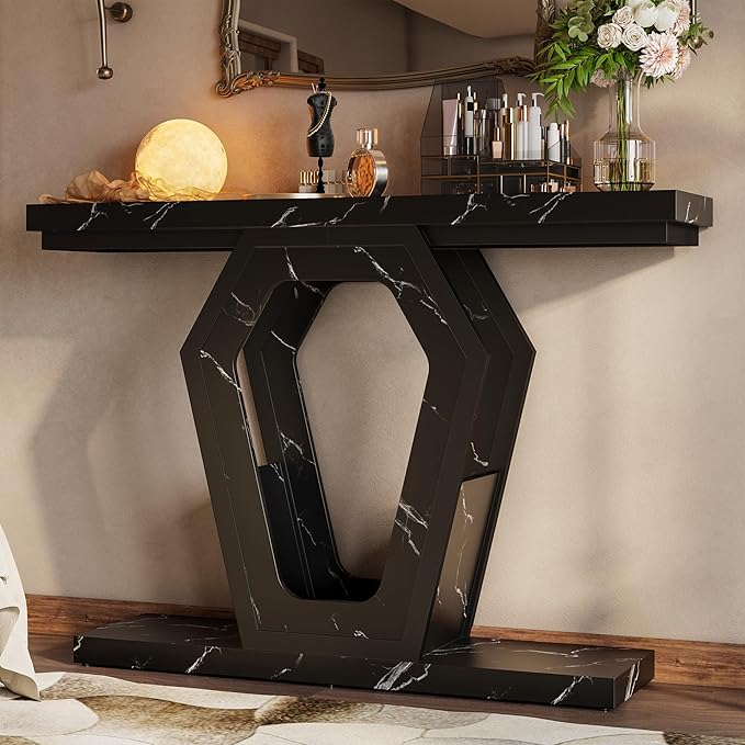 FUSUNBAO 47.3" Console Table, Openwork Bracket Sofa Table, Wood Narrow Entryway