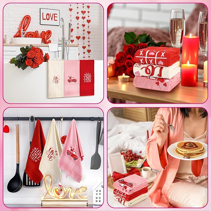 3 Pcs Valentine's Day Hand Towels