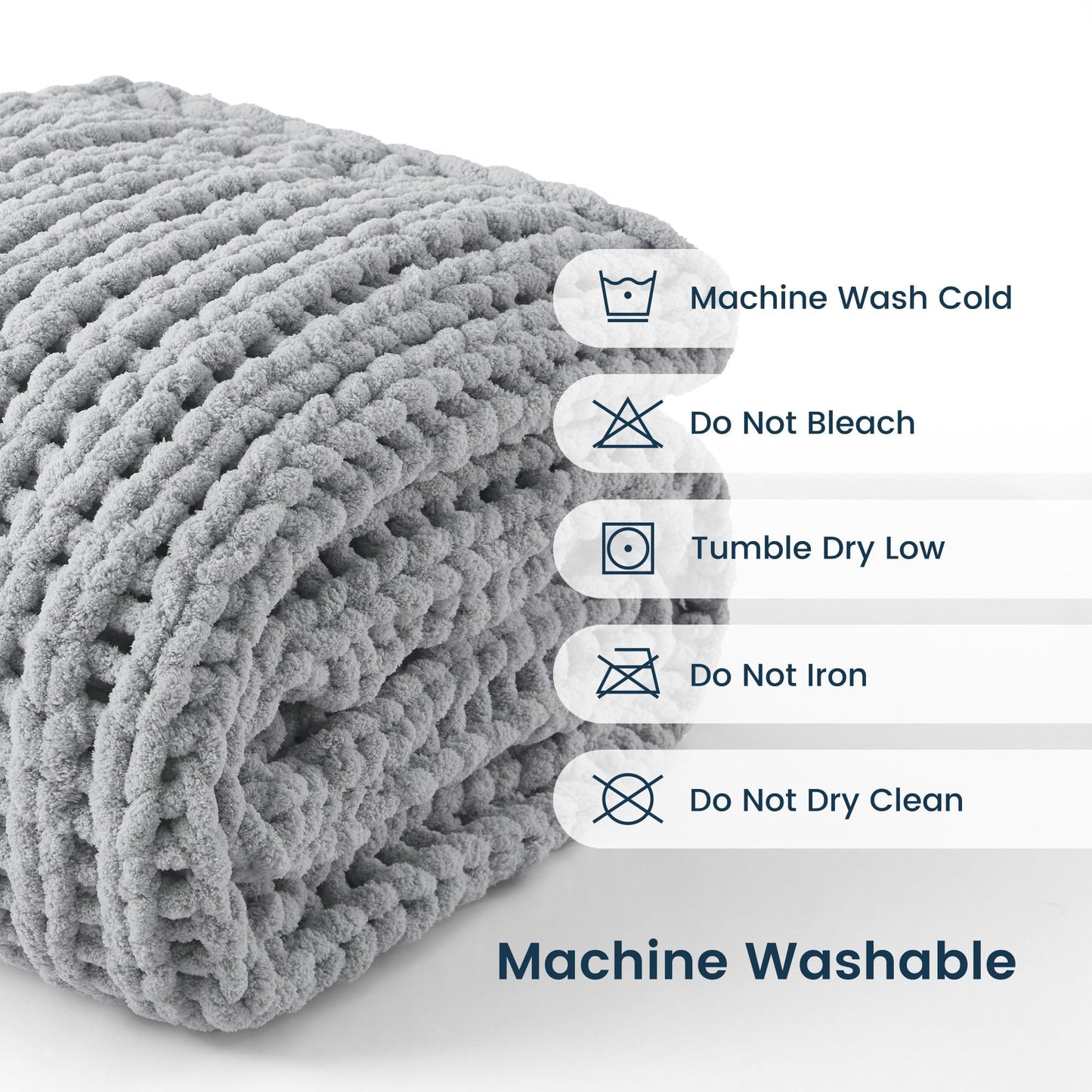 SLEEP ZONE Chunky Knit Throw Blanket for Couch, Throw Blankets for Bed - Hand Made Cozy Soft Large Rope Knot Heavy Blankets Home Decor (Grey, 50x60in)