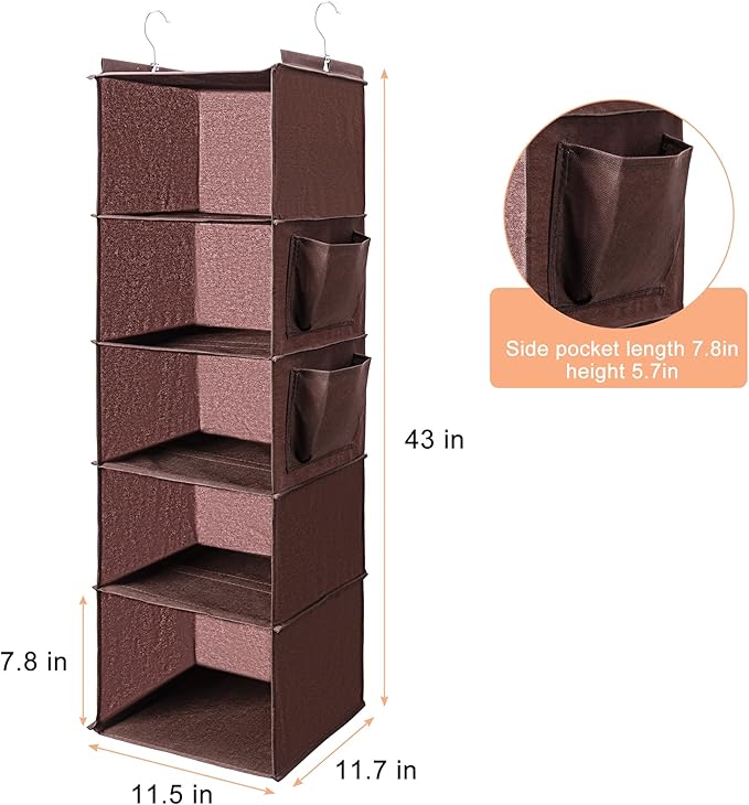 BOOMIBOO Hanging Closet Organize and Shelves，5-Hanging Shelf