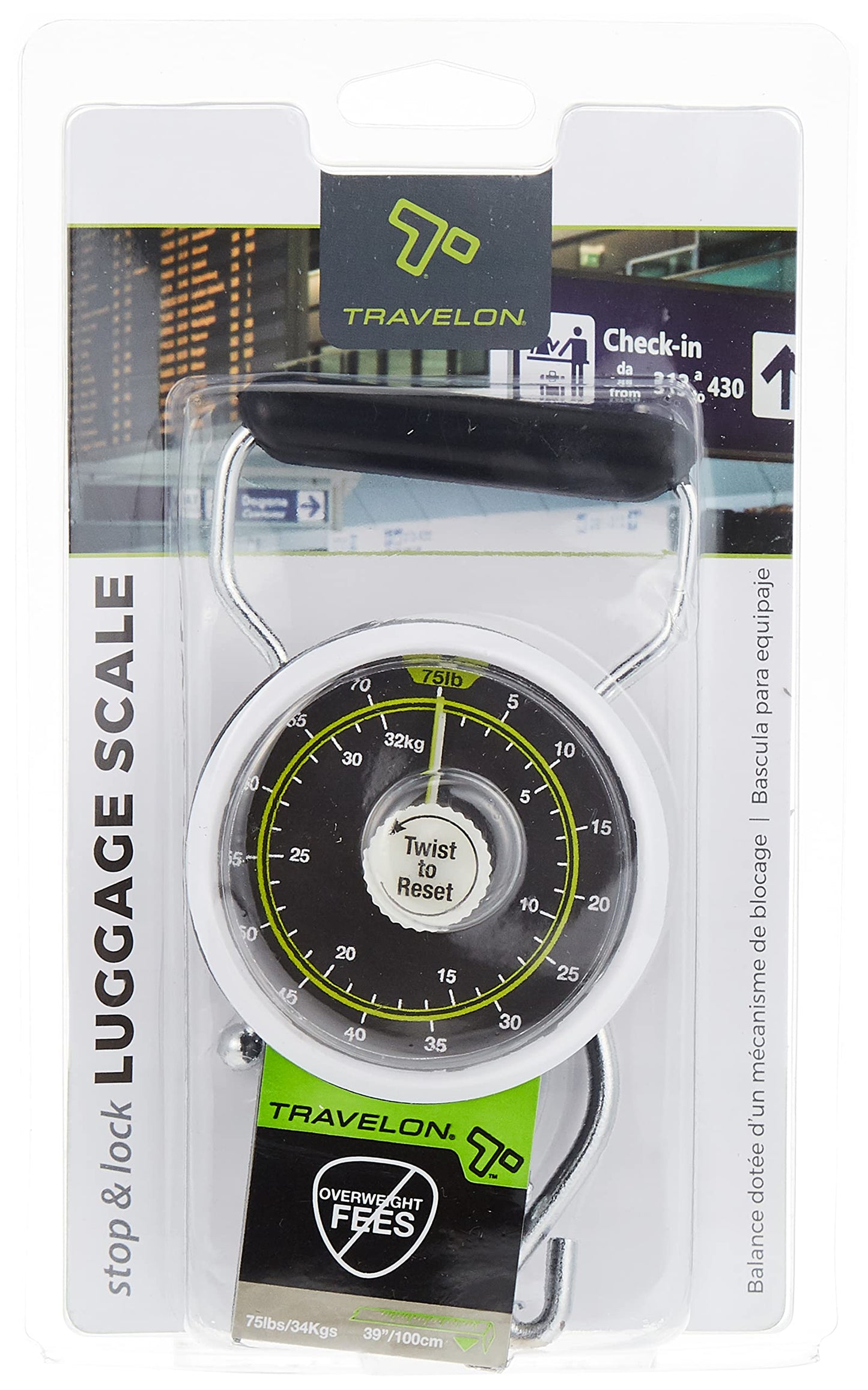 Travelon Stop and Lock Luggage Scale with Tape Measure