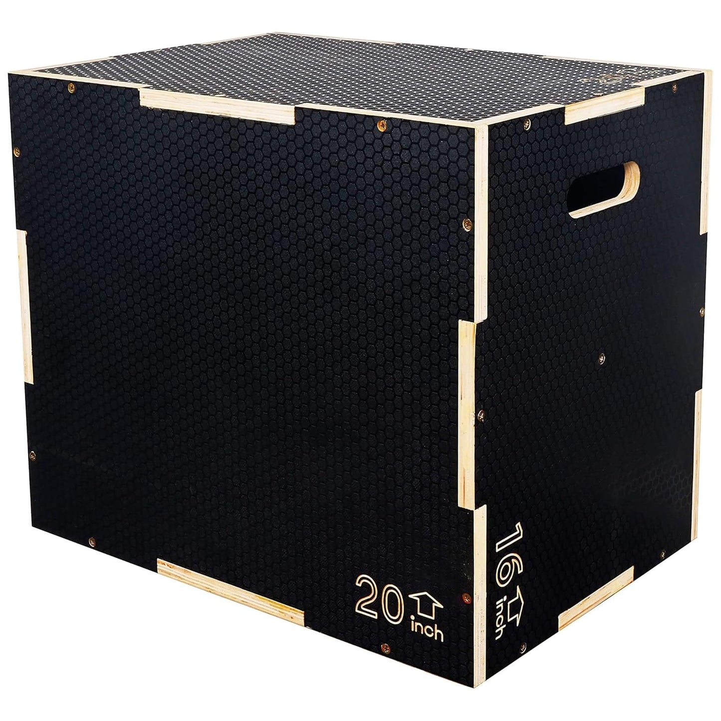 Fitvids 24" x 20" x 16" Non-Slip Wooden Plyo Box Jump Exercise Platform, Plyometric Workout Equipment for Home Gym, Training Step Box, Black