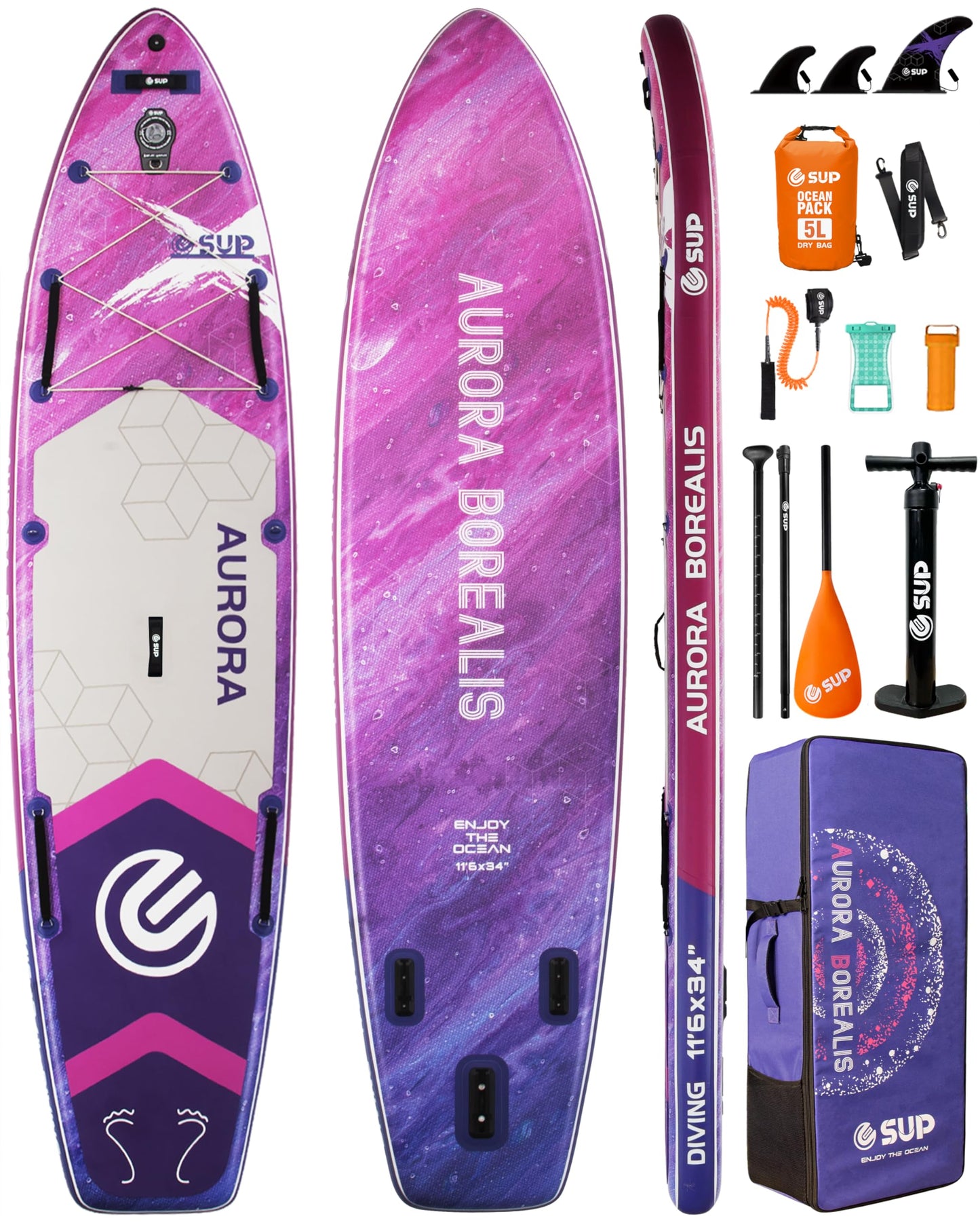 ESUP Extra Wide Inflatable Paddle Board 11’6" ×34/35" ，Super Stable Stand Up Paddleboards for 2 Person/Family/Large Size, Inflatable SUP with Paddle, Pump & Shoulder Strap
