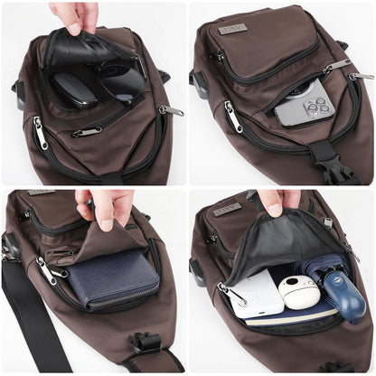 AMJ Crossbody Sling Bag Men Women, Casual Shoulder Backpack, Chest Daypack Satchel for Hiking Travel
