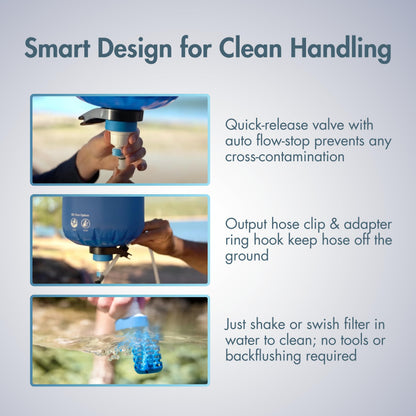 Katadyn BeFree Gravity Water Filter 6L for Camping & Group Use | 0.1 Micron Hollow Fiber Filter Removes Bacteria & Protozoa, 1,000L Capacity, BPA-Free