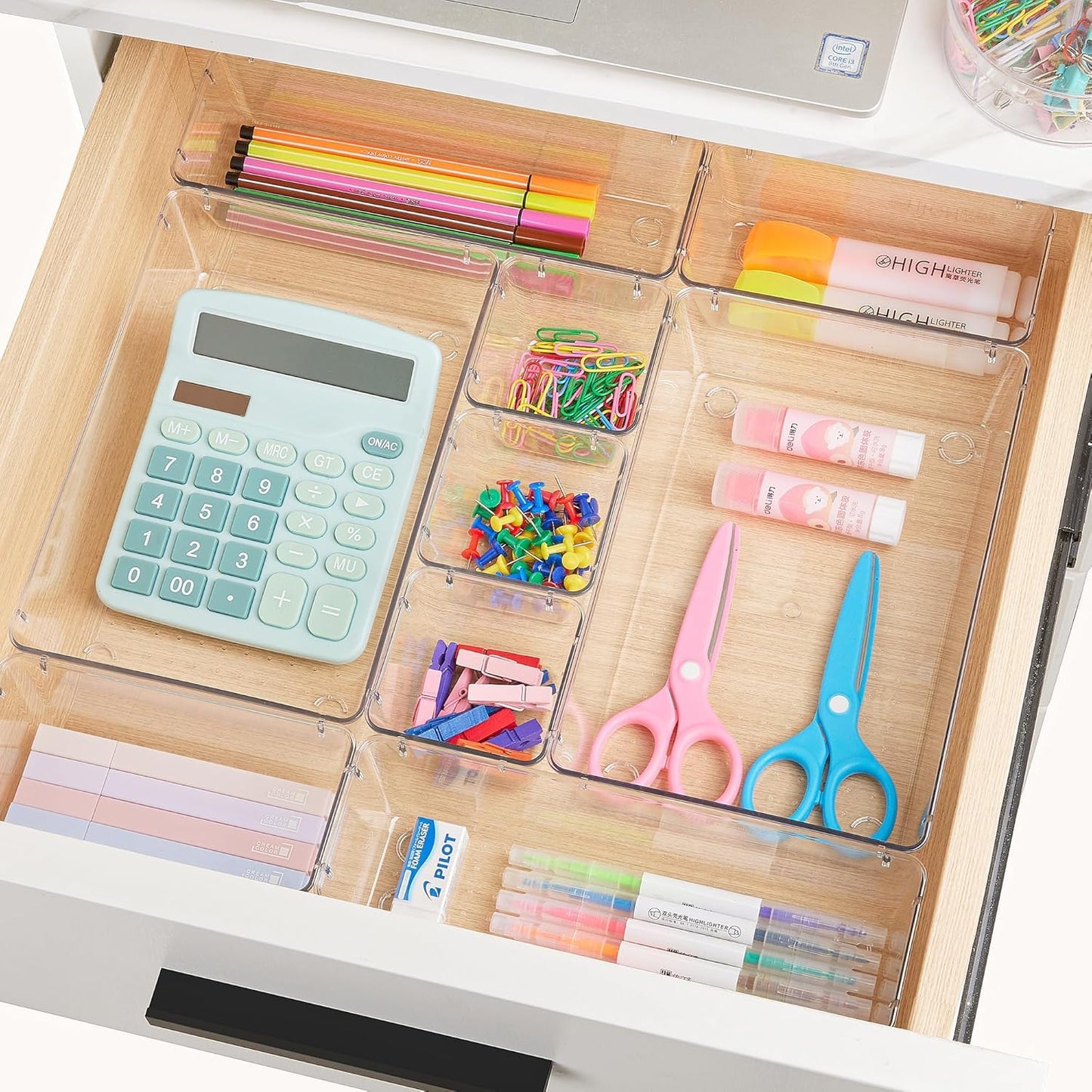 Vtopmart 25 Pack Drawer Organiser, 4-Size Makeup Organizer Trays for Vanity, Bathroom, Desk, Office, Bedroom