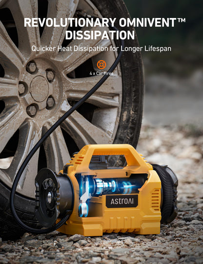 AstroAI MC3 Cordless Tire Inflator Portable Air Compressor for Car Tire Pump 160PSI with HD Screen, 3 Power Sources & Dual Powerful Motors, Heavy Duty Air Pump Inflation/Deflation