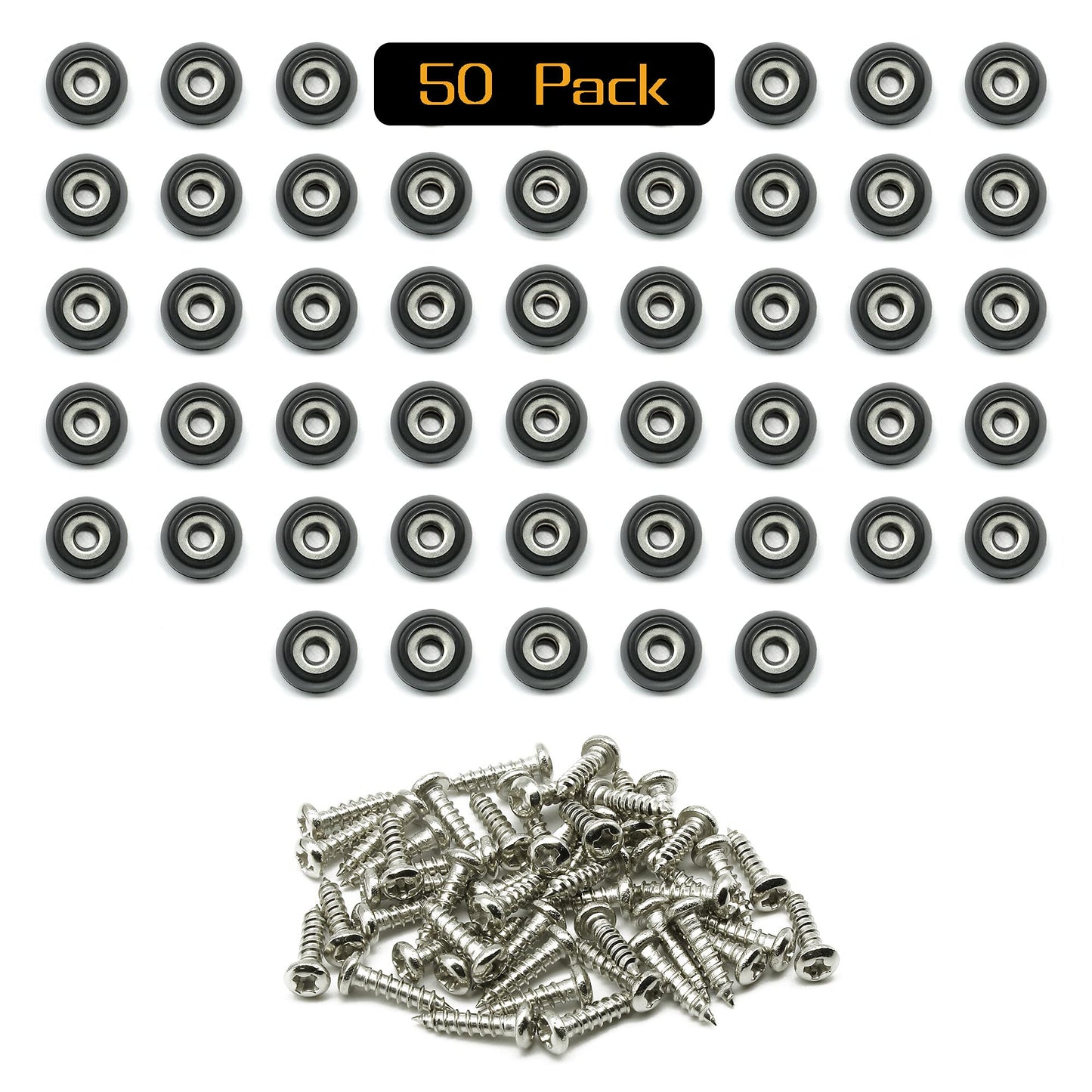 Cutting Board Feet with Stainless Screws, Black Round Non Slip Rubber Feet for Cutting Board, Furnitrue & Electronics, 50 Pack